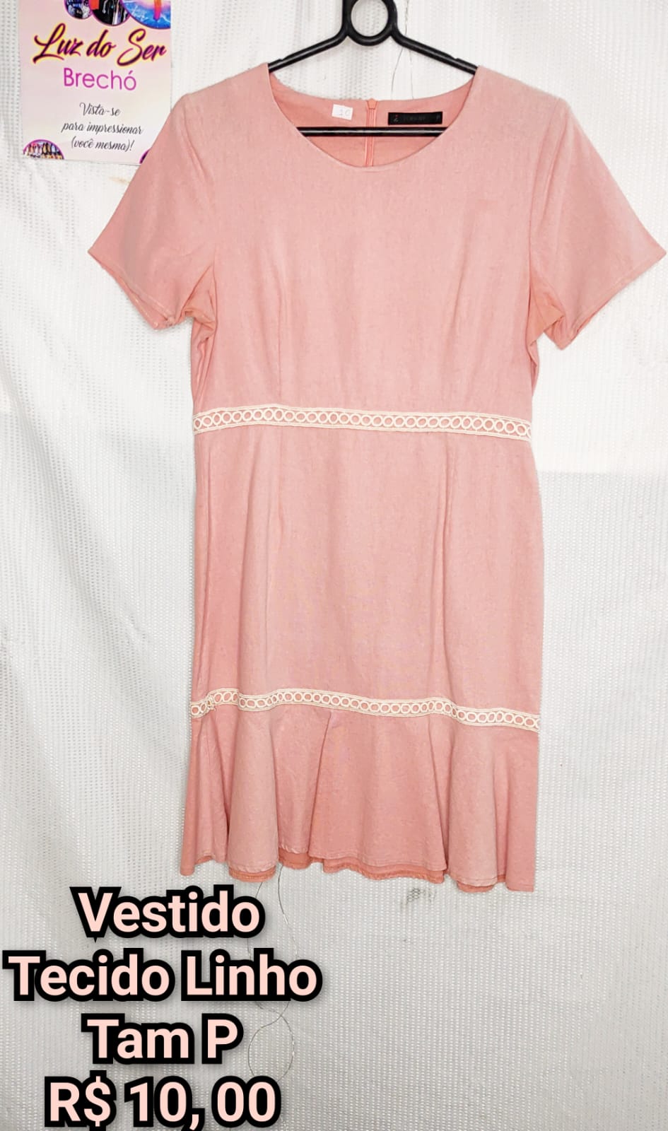Vestido Tecido Linho Rosa