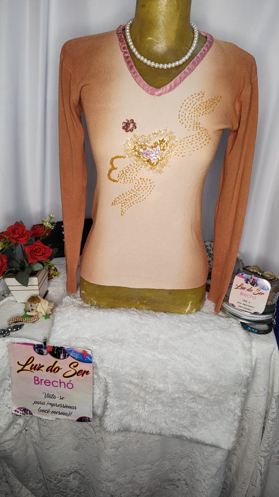 Blusa de Tricô Manga Longa Tam P