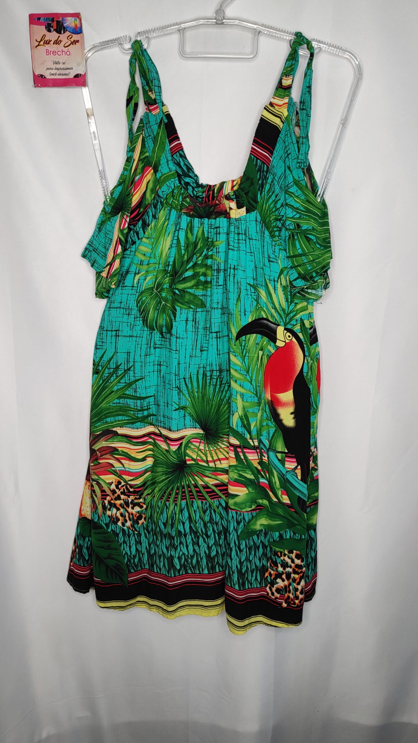 Vestido de Tecido Viscose Estampada. Novo. Tam M