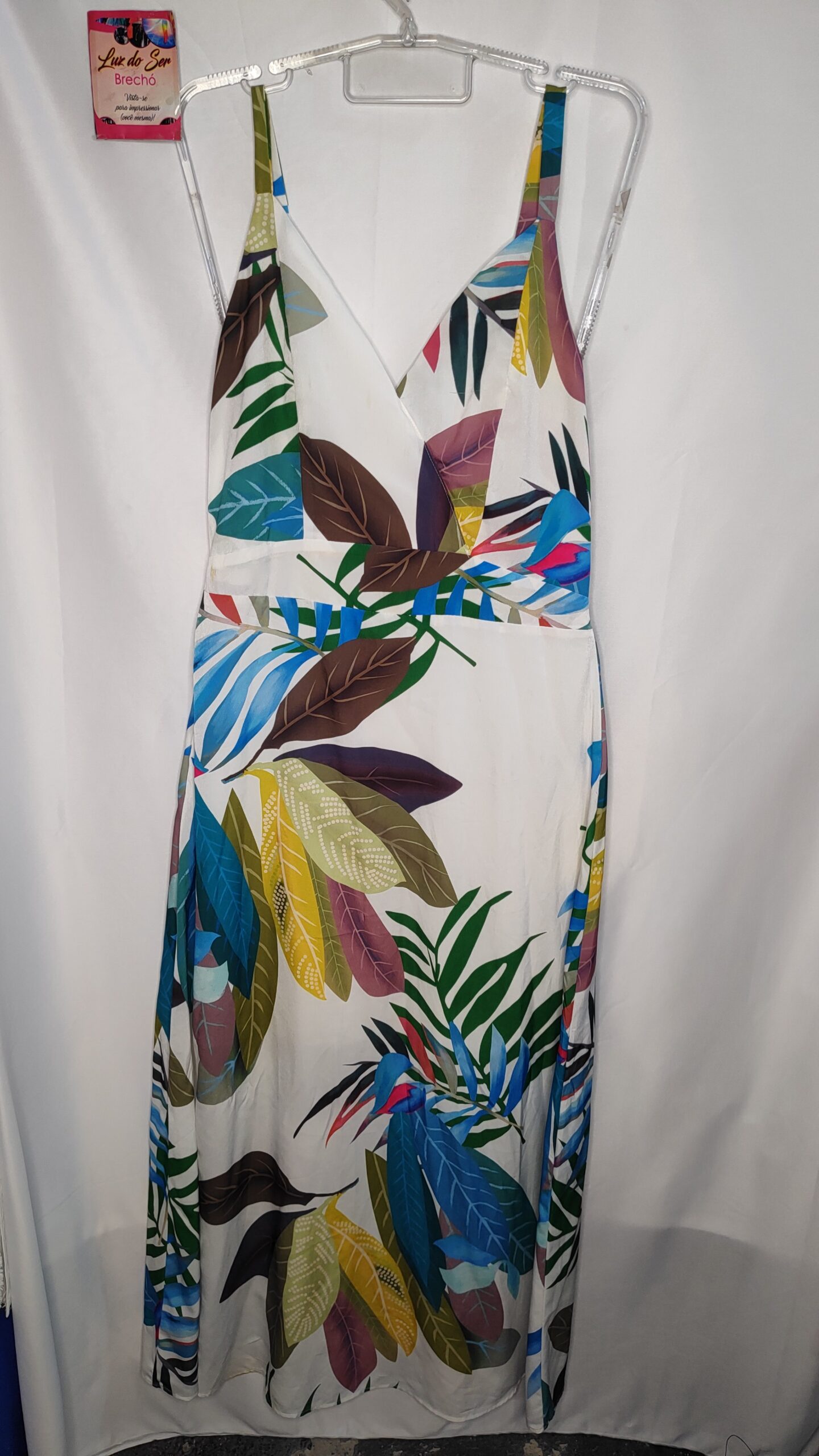 Vestido Longo. Estampado de Tecido fino. Tam M