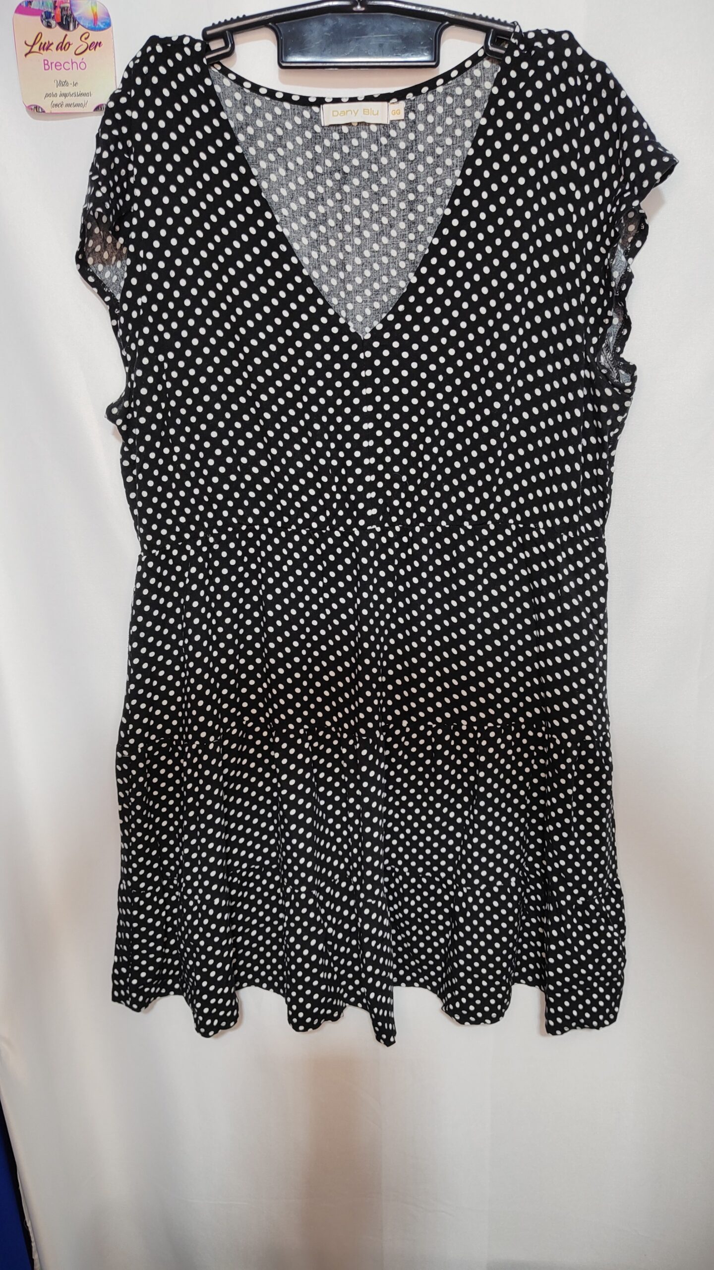 Vestido de Tecido Viscose. Poá. Tam GG